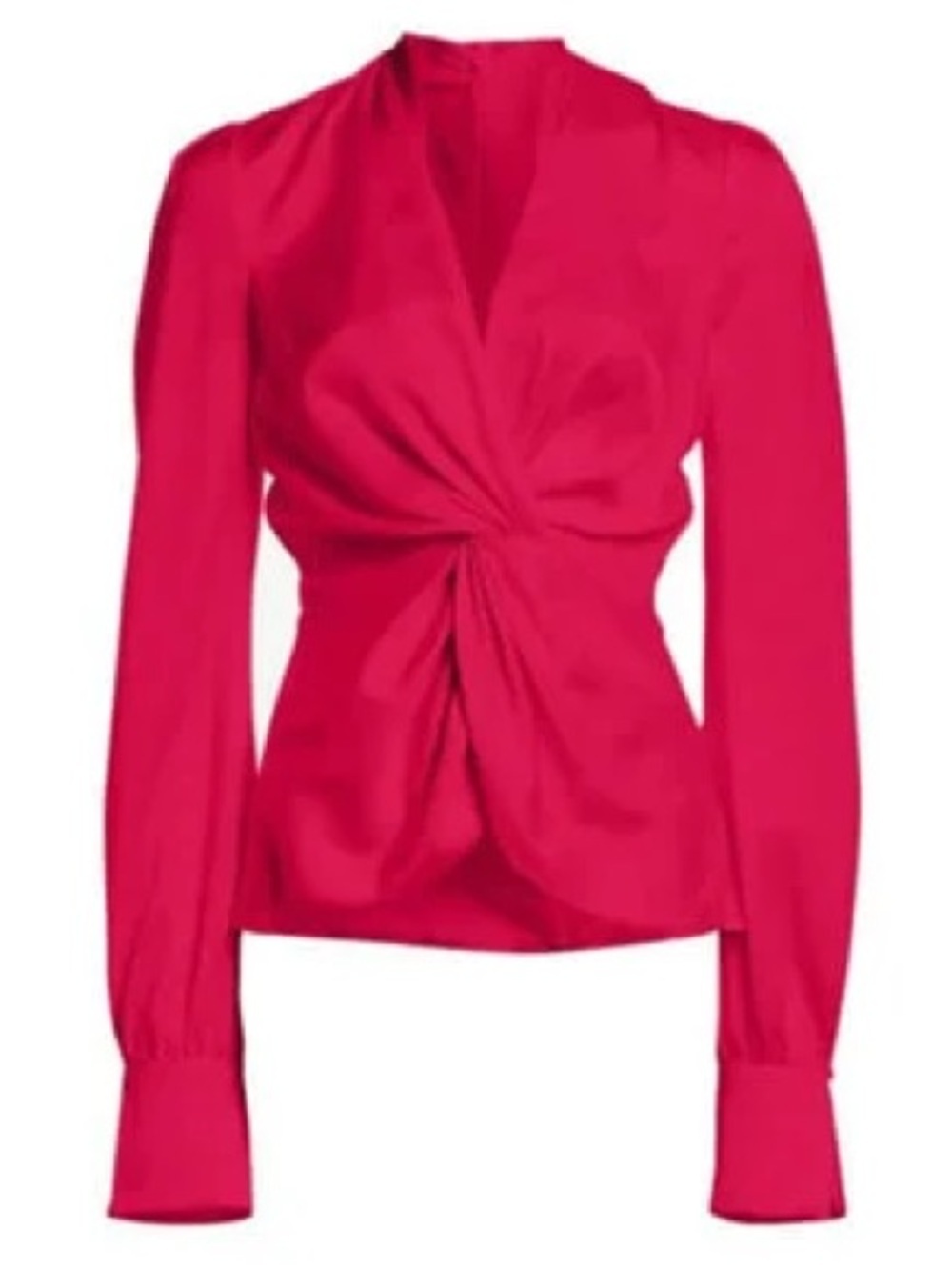 JONATHAN SIMKHAI Tamara Twist Front Top Blouse Hot Pink Twist Front 100% Silk 8